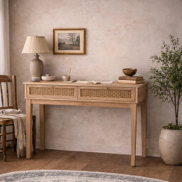 Wyld Haus Waterford Oak And Rattan Desk 2-Drawer