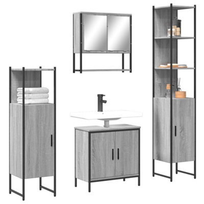 Berkfield 4 Piece Bathroom Furniture Set Grey Sonoma Engineered Wood - image 1