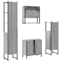 Berkfield 4 Piece Bathroom Furniture Set Grey Sonoma Engineered Wood - thumbnail 8