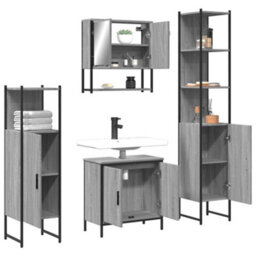 Berkfield 4 Piece Bathroom Furniture Set Grey Sonoma Engineered Wood - thumbnail 4
