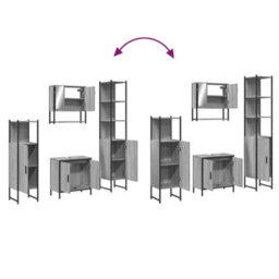 Berkfield 4 Piece Bathroom Furniture Set Grey Sonoma Engineered Wood - thumbnail 9