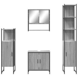 Berkfield 4 Piece Bathroom Furniture Set Grey Sonoma Engineered Wood - thumbnail 6