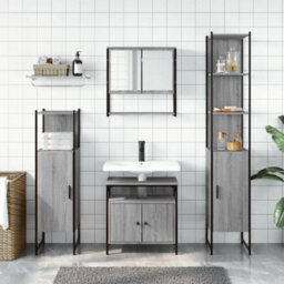 Berkfield 4 Piece Bathroom Furniture Set Grey Sonoma Engineered Wood - thumbnail 3