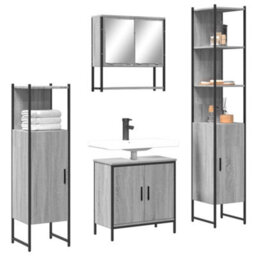 Berkfield 4 Piece Bathroom Furniture Set Grey Sonoma Engineered Wood