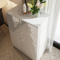 Fwstyle 6 Drawer Chest Of Drawers White Gloss 4+2 Bedroom Furniture - thumbnail 3