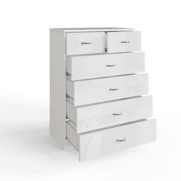 Fwstyle 6 Drawer Chest Of Drawers White Gloss 4+2 Bedroom Furniture - thumbnail 6