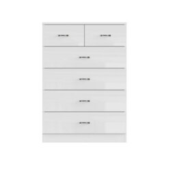 Fwstyle 6 Drawer Chest Of Drawers White Gloss 4+2 Bedroom Furniture - thumbnail 5