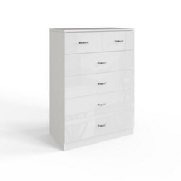 Fwstyle 6 Drawer Chest Of Drawers White Gloss 4+2 Bedroom Furniture - thumbnail 4
