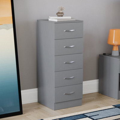 Lassic Vida Designs Riano Grey 5 Drawer Narrow Chest (H)900mm (W)345mm (D)360mm - image 1