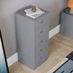 Lassic Vida Designs Riano Grey 5 Drawer Narrow Chest (H)900mm (W)345mm (D)360mm - thumbnail 5
