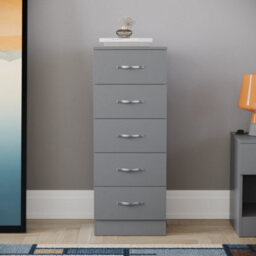 Lassic Vida Designs Riano Grey 5 Drawer Narrow Chest (H)900mm (W)345mm (D)360mm - thumbnail 3