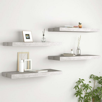 Berkfield Floating Wall Shelves 4 Pcs Concrete Grey 60X23.5X3.8 Cm Mdf - image 1
