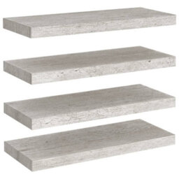 Berkfield Floating Wall Shelves 4 Pcs Concrete Grey 60X23.5X3.8 Cm Mdf - thumbnail 2