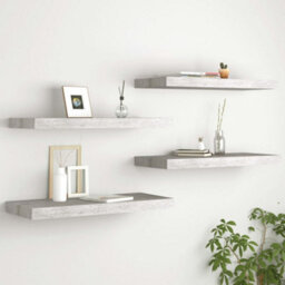 Berkfield Floating Wall Shelves 4 Pcs Concrete Grey 60X23.5X3.8 Cm Mdf - thumbnail 1