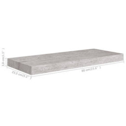 Berkfield Floating Wall Shelves 4 Pcs Concrete Grey 60X23.5X3.8 Cm Mdf - thumbnail 8