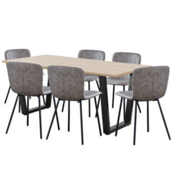 Hallowood Furniture Dudley 180Cm Dining Table Set With 6 Taupe Faux Leather Chairs - thumbnail 8