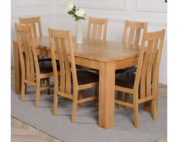 That's Furniture Dakota 182 X 92 Cm Chunky Oak Large Dining Table And 6 Chairs Dining Set With Princeton Chairs