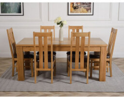 That's Furniture Dakota 182 X 92 Cm Chunky Oak Large Dining Table And 6 Chairs Dining Set With Princeton Chairs - thumbnail 2