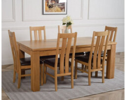 That's Furniture Dakota 182 X 92 Cm Chunky Oak Large Dining Table And 6 Chairs Dining Set With Princeton Chairs - thumbnail 3