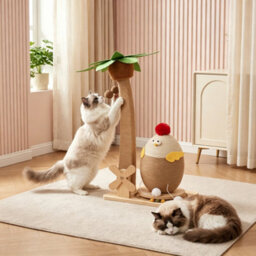 Living And Home Coconut Tree And Chicken Cat Scratcher Tree With Windmill - thumbnail 2