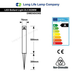 Long Life Lamps Company 3W Black Led Bollard Post Ground Spike Light Warm White Zlc302Ww - thumbnail 2