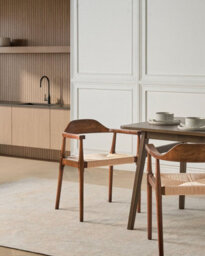 Beliani Set Of 2 Dining Chairs Oakdale Wood Dark Brown/ Beige - thumbnail 2
