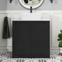 Royal Bathrooms Royal Bathroom Elmore 800mm Matt Nocturne Black Freestanding Countertop Bathroom Vanity Unit 2 Door With Cube Basin - thumbnail 4