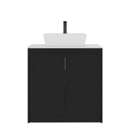 Royal Bathrooms Royal Bathroom Elmore 800mm Matt Nocturne Black Freestanding Countertop Bathroom Vanity Unit 2 Door With Cube Basin - thumbnail 7