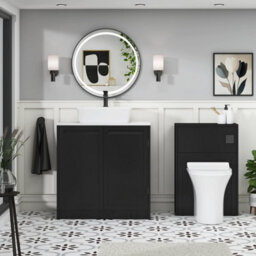 Royal Bathrooms Royal Bathroom Elmore 800mm Matt Nocturne Black Freestanding Countertop Bathroom Vanity Unit 2 Door With Cube Basin - thumbnail 5
