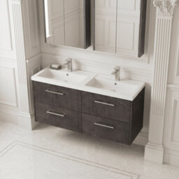 Balterley Winshill Contemporary 4 Drawer Wall Hung Vanity Unit With Double Basin, Metallic Slate, 1200mm - thumbnail 3