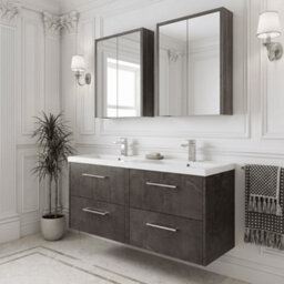 Balterley Winshill Contemporary 4 Drawer Wall Hung Vanity Unit With Double Basin, Metallic Slate, 1200mm - thumbnail 4