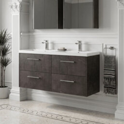 Balterley Winshill Contemporary 4 Drawer Wall Hung Vanity Unit With Double Basin, Metallic Slate, 1200mm - thumbnail 2