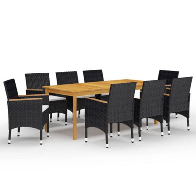 Berkfield 9 Piece Garden Dining Set With Cushions Black - image 1