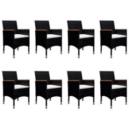Berkfield 9 Piece Garden Dining Set With Cushions Black - thumbnail 2