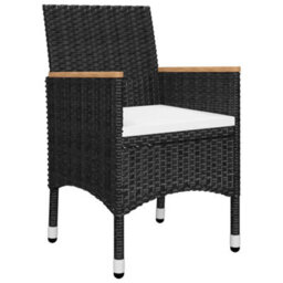 Berkfield 9 Piece Garden Dining Set With Cushions Black - thumbnail 3