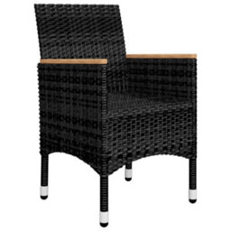 Berkfield 9 Piece Garden Dining Set With Cushions Black - thumbnail 5