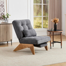 Matteo Indoor Lounge Chair Modern Corduroy Reclining Accent Chair With Foldable Ottoman - Dark Gray - thumbnail 8
