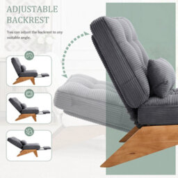 Matteo Indoor Lounge Chair Modern Corduroy Reclining Accent Chair With Foldable Ottoman - Dark Gray - thumbnail 2