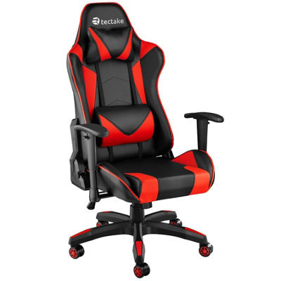 Tectake Gaming Chair Stealth - Ergonomic Shape, Adjustable Backrest - Black/red - image 1