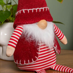 Samuel Alexander 50Cm Red And White Stripe Sitting Christmas Gonk Decoration With Dangly Legs - thumbnail 5