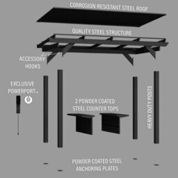 Backyard Discovery Rockport Xl Galvanised Steel Outdoor Bbq/grill Gazebo With Powerport 3.7M X 1.9M (12Ft X 6Ft) - thumbnail 8