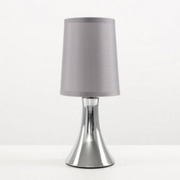 Valuelights Small Modern Chrome Touch Table Lamp With Grey Fabric Shade - Includes 5W Led Dimmable Candle Bulb 3000K Warm White - thumbnail 4