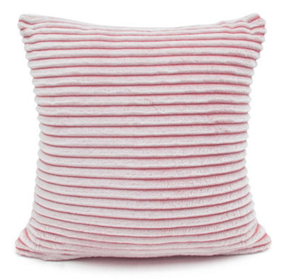Velosso Striped Design Corduroy Cushion, Zip Closure, Durable And Machine Washable, Perfect For Sofa And Living Room Decor - Pink