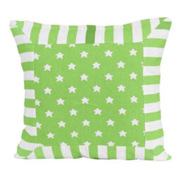 Homescapes Cotton Green Stripe Border And Stars Cushion Cover, 60 X 60 Cm