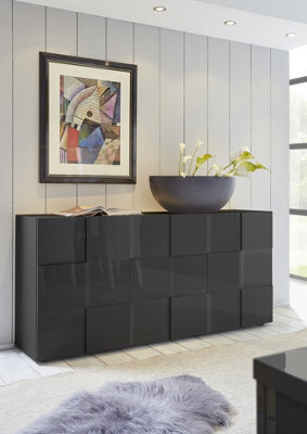 FurniComp LTD Furnicomp Lyon 3 Door Grey Gloss Sideboard - image 1