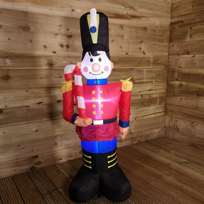 Samuel Alexander 1.2M (4Ft) Light Up Toy Soldier With Candy Cane Christmas Inflatable Decoration - image 1