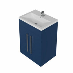 Sundaze Matt Blue Bathroom Furniture 600mm Vanity Unit Sink Basin Storage Cabinet Floor Standing - thumbnail 3