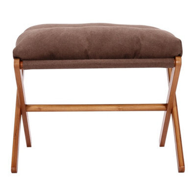 Folding Bamboo Footstool Ottoman With Cushion - image 1