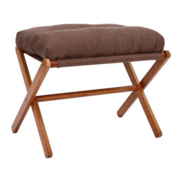 Folding Bamboo Footstool Ottoman With Cushion - thumbnail 4
