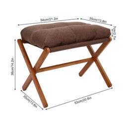 Folding Bamboo Footstool Ottoman With Cushion - thumbnail 2